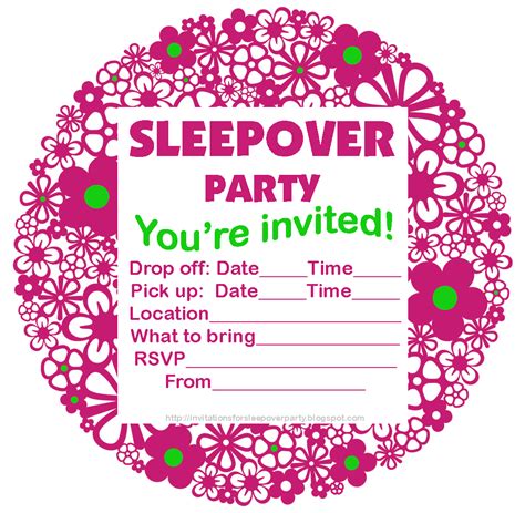 INVITATIONS FOR SLEEPOVER PARTY