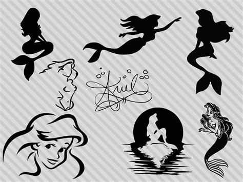 Little Mermaid Clipart, Little Mermaid Tattoos, Mermaid Svg, Ariel Silhouette, Little Mermaid ...