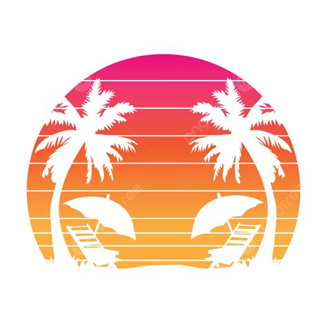 Retro Sunset Beach Vector Design Images, Retro Sunsets Summer Tropical Beach T Shirt Design ...