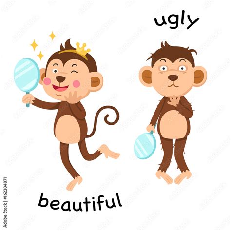 Opposite beautiful and ugly illustration Stock Vector | Adobe Stock