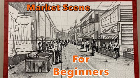 How to Draw Market Scene Composition | For Beginners | Artist Deepkaran ...