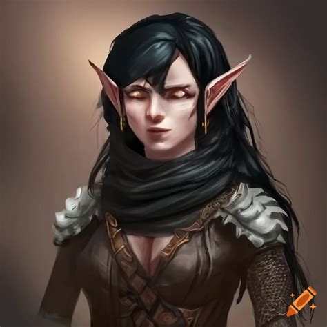 Illustration of a mysterious elf in leather armor on Craiyon