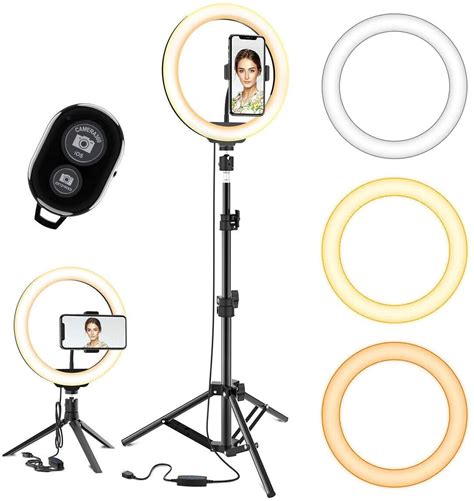 5 Core 10" LED Ring Light with Tripod, Phone Holder, 3 Modes, USB ...