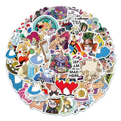 10/30/50pcs Disney Cartoon Alice In Wonderland Stickers Aesthetic Diy ...