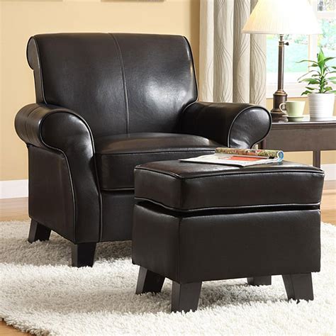 Noho Black Bi-cast Leather Club Chair with Ottoman - 12733142 ...