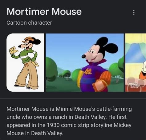 Mortimer Mouse Cartoon character Mortimer Mouse is Minnie Mouse's cattle-farming uncle who owns ...