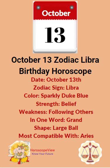 October 13 Zodiac Libra Birthday Horoscope