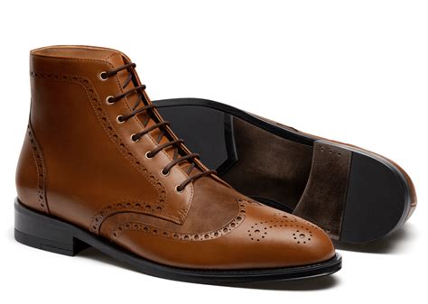 Brogue Dress Boots - brown leather & waxed leather
