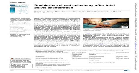 (PDF) Double-barrel wet colostomy after total pelvic exenteration ...