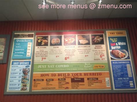 Menu at Taco Del Mar fast food, Shoreline