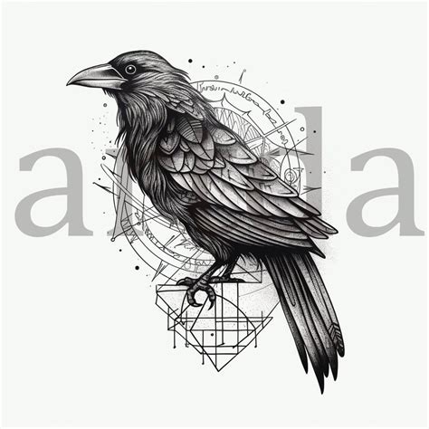 Crow Tattoo Design With Minimalist and Abstract Touches - Etsy