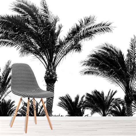 Black & White Palm Trees Wall Mural Wallpaper