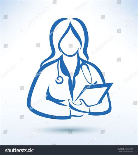 Nurse Medical Worker Outlined Vector Silhouette Stock Vector (Royalty ...