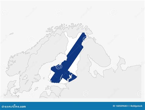 Finland Map Highlighted in Finland Flag Colors Stock Vector ...