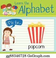 3 Flashcard Letter P Is For Popcorn Illustration Clip Art | Royalty Free - GoGraph