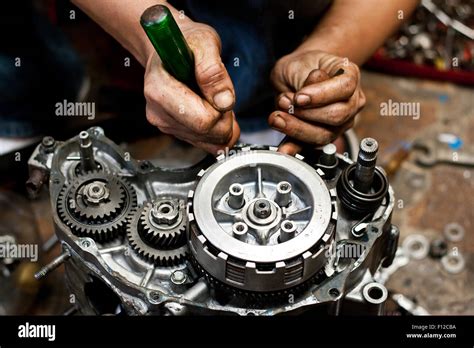 Motorcycle engine repair Stock Photo - Alamy