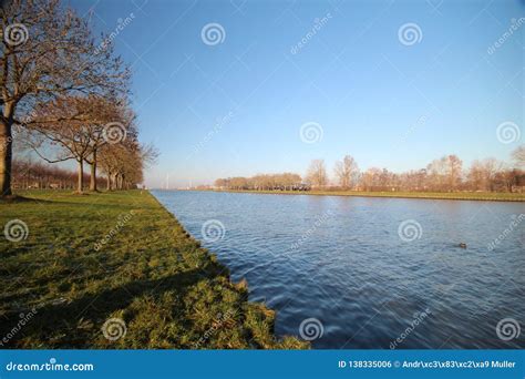 Canal Named Amsterdam Rijnkanaal at Houten in the Morning Sun, Canal is ...