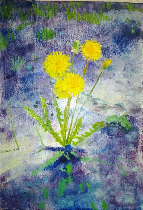 Yellow Dandelions Dandelion Painting Original Painting | Etsy