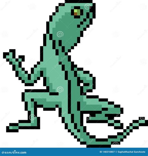 Vector Pixel Art Lizard Green Stock Vector - Illustration of isolated ...