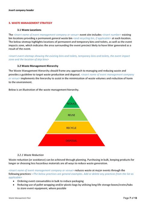 Waste Management Plan Template - A Must Have for your Event!