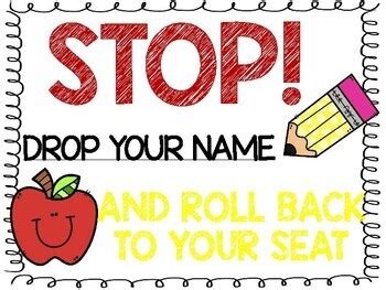 Stop, Drop Your Name & Roll Sign | Perfect for Paper Turn In | Room Prep