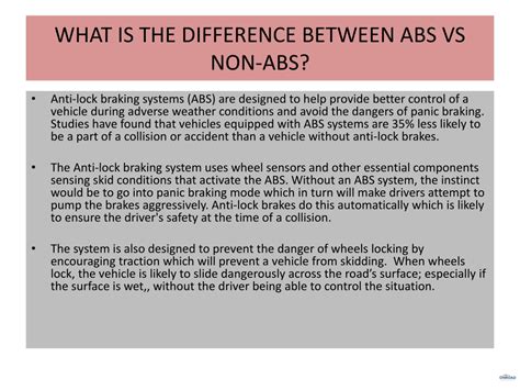 PPT - WHAT IS THE DIFFERENCE BETWEEN ABS VS NON-ABS PowerPoint ...