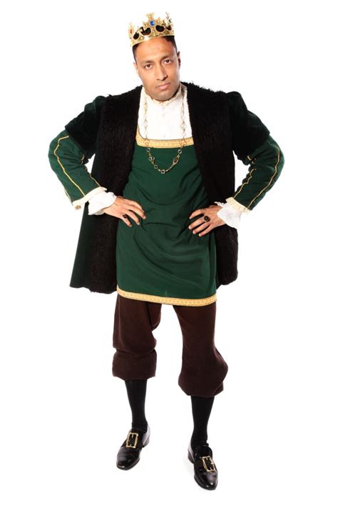 KING HENRY V111 STYLE COSTUME W GREEN DOUBLET - Costume Boutique