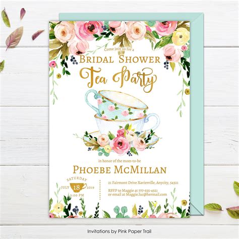 Tea Party Bridal Shower Invitation Floral Garden Bridal | Etsy | Tea party bridal shower ...