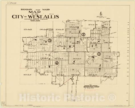 Map : West Allis, Wisconsin 1948, Boundary and ward map of the city of - Historic Pictoric