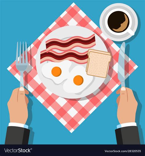 Breakfast eggs bacon and toast Royalty Free Vector Image