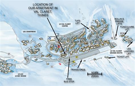 Maps and layout – 3 bedroom 8 person Luxury Apartment in Val Claret, Tignes, France