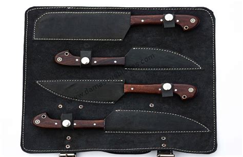 BBQ Chef Knife Set with Leather Kit Roll Bag | Kitchen Knives Set