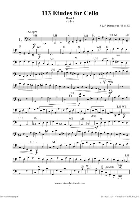 Download and Print top quality Etudes for Cello, 123 Etudes (Book I and ...