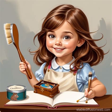 Brown-Haired Girl's Musicbox and Paint Brush | Stable Diffusion Online