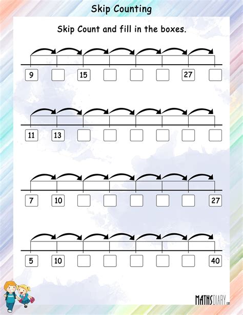 Skip Counting/ Multiplication rule - Math Worksheets - MathsDiary.com