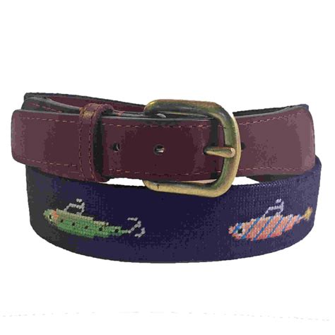 Smathers & Branson Bluefish and Stripers Needlepoint Belt | Nantucket ...