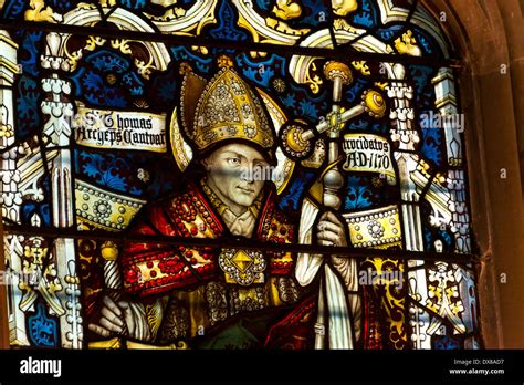 Stained Glass window of St Thomas Becket at Southwark Cathedral Stock ...