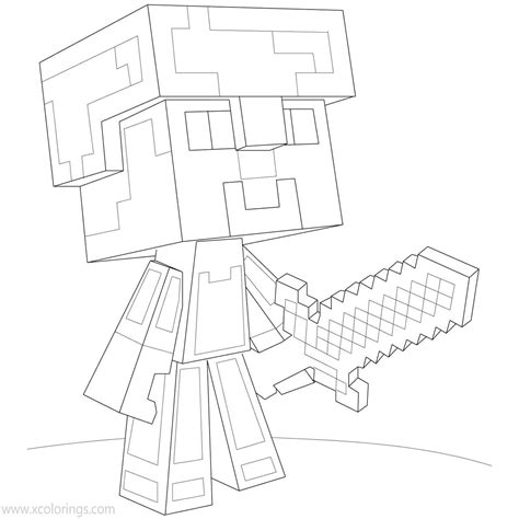 Minecraft Steve Diamond Armor Coloring Pages Free Printable Coloring | The Best Porn Website