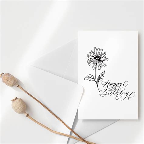 Daisy Happy Birthday Card - Inkberry Calligraphy