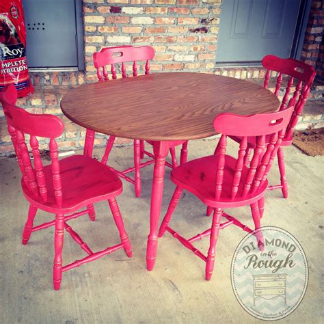 Bottom of table and chairs done in CeCe Caldwell's "Traverse City Cherry" and finished in satin ...