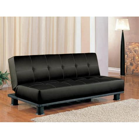 Contemporary Black Faux Leather Sofa/Couch Bed ( 300163 ) - Walmart.com ...