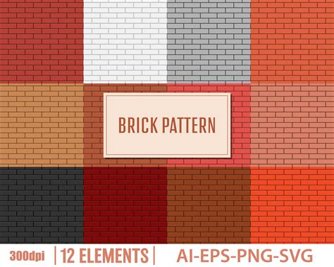 Brick Wall Pattern Clipart Vector Design Illustration. Brick - Etsy