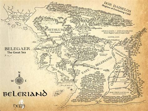 Map of Beleriand by Helm1892 on DeviantArt