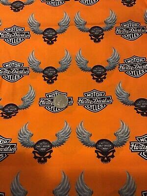 CUSTOM HARLEY DAVIDSON LOGO HD Motorcycle Cotton Fabric REMNANT 13”x18” $8.89 - PicClick