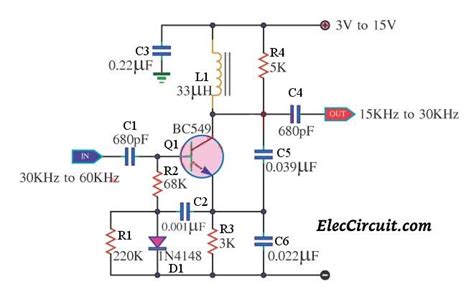 Simple Frequency Divider using one transistor BC549 | ElecCircuit.com | Basic electronic ...