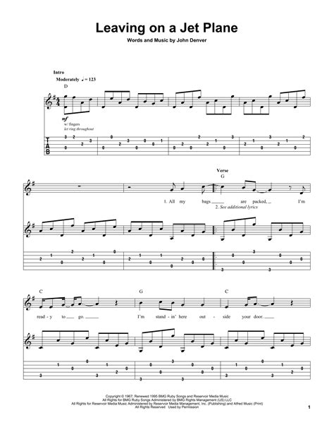 Leaving On A Jet Plane by John Denver - Guitar Tab Play-Along - Guitar Instructor