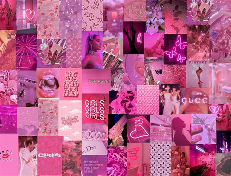 Y2k Wallpaper Pink - Hot Pink Y2k Aesthetic Digital Collage Kit 150 Pcs | waperset