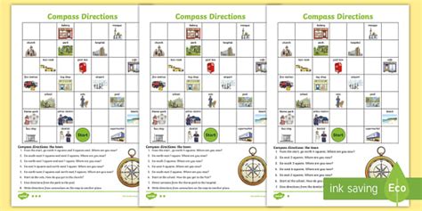 Compass Directions Worksheet - Primary Resources - Twinkl