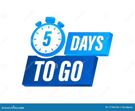 5 Days To Go. Countdown Timer. Clock Icon. Time Icon. Count Time Sale Stock Vector ...