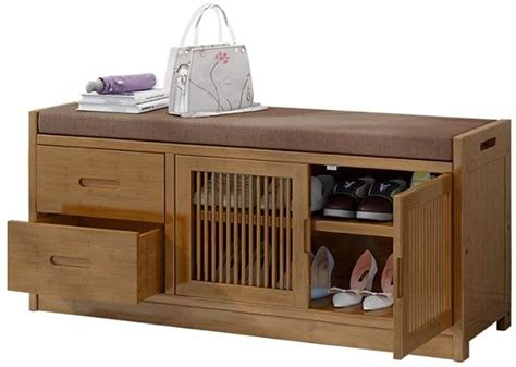 Buy 2-Tier Bamboo Shoe Storage Cabinet Bench with 2 Drawers Shoe Shelf ...